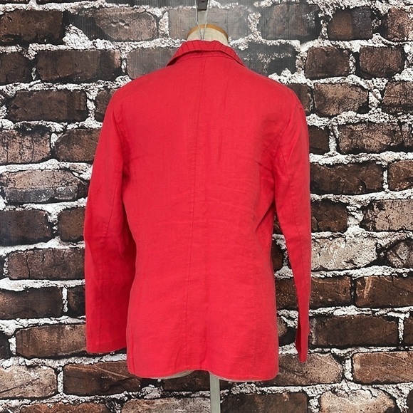 Ellen Tracy Linda Allard Jacket Blazer Suit Coat Red Linen Size 6 - Picture 7 of 11